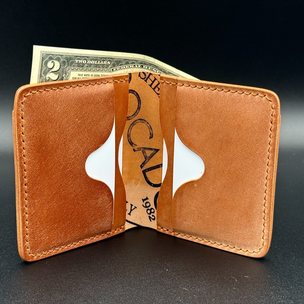 Italian Rocado Shell Cordovan Leather Custom Natural Bifold Wallet Toronegro